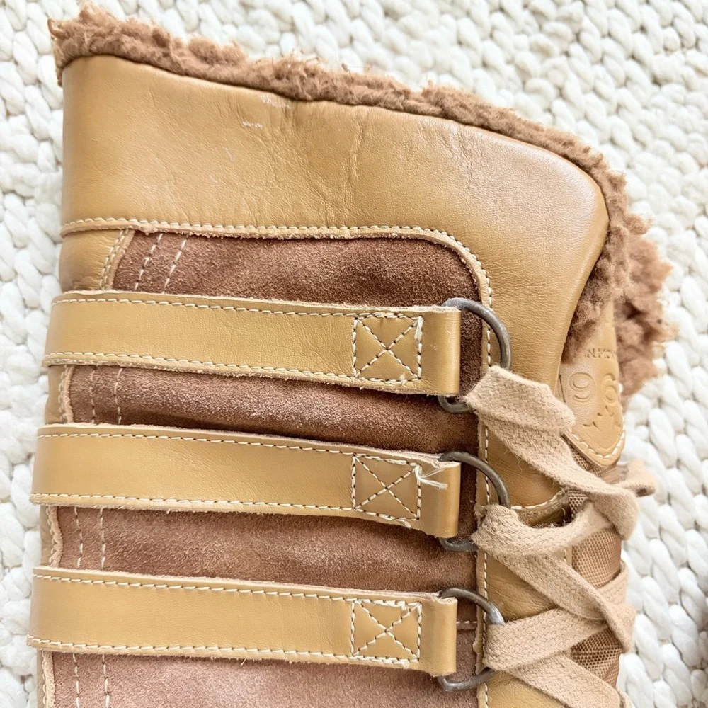 PAJAR Canada Adventure Tall Camel Leather & Suede Lace Up Boots Womens 7 7.5 EUC